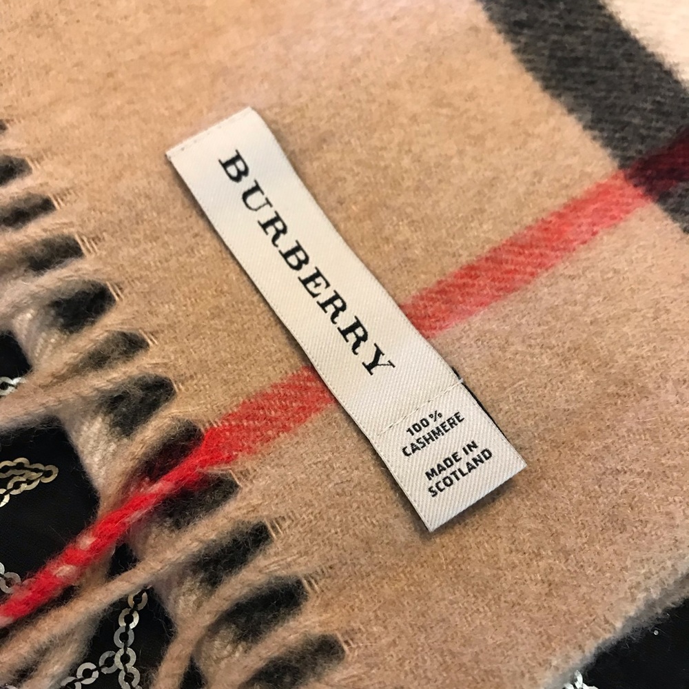 Burberry Classic Check Cashmere Scarf in Beige, Black, White, Red - Picture 3 of 9